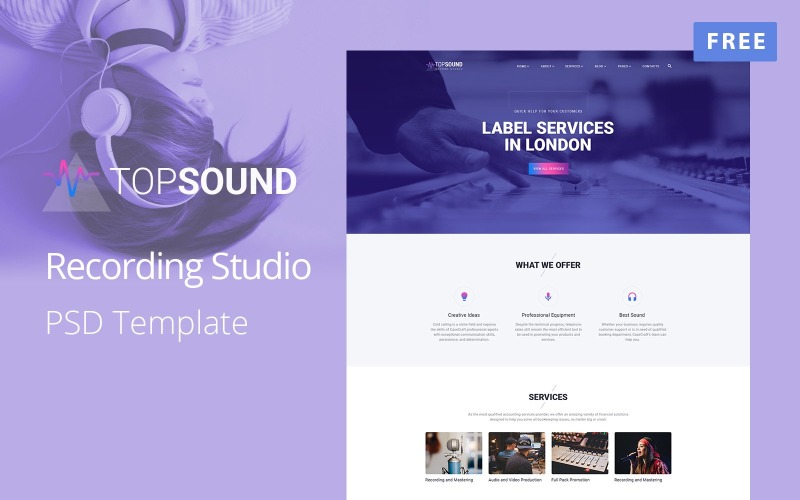 TopSound – Recording Studio ingyenes PSD sablon