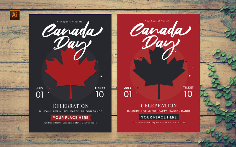 Download Фирменный стиль "Canada Day - Corporate Identity Template" / Canada Day - Corporate Identity Template - Фирменный стиль на тему графика canada,day,flyer,template,promotions,promotion,celebration,national,fireworks,parades,barbecues,concerts,carnivals,fairs,poster