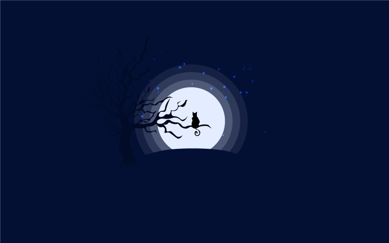 Cat silhouet onder maanlicht - illustratie