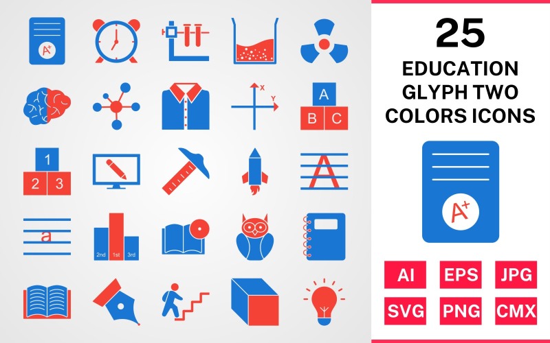 25教育标志符号两种颜色图标集