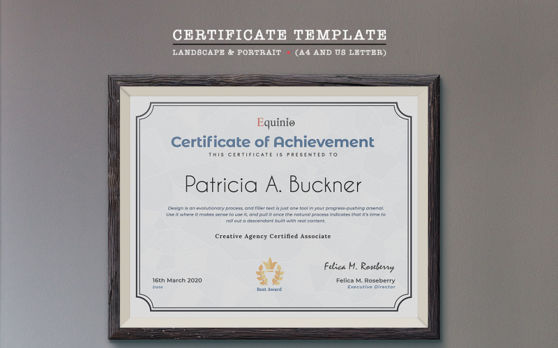 Download Шаблон сертификата "Multipurpose Certificate Template" / Multipurpose Certificate Template - Шаблон сертификата на тему графика certificate,landscape,portrait,print,corporate,business,psd,modern,colorful,frame,diploma,graduation,template,professional,academy