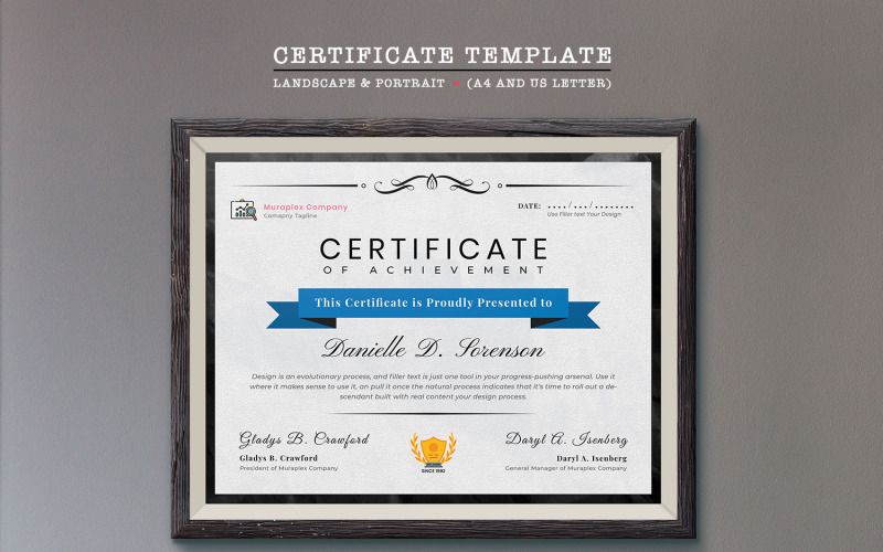Download Шаблон сертификата "Professional Certificate Template" / Professional Certificate Template - Шаблон сертификата на тему графика certificate,landscape,portrait,print,corporate,business,psd,modern,colorful,frame,diploma,graduation,template,professional,academy
