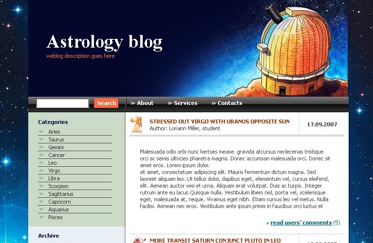 Astrology WordPress Theme 12631 TemplateMonster
