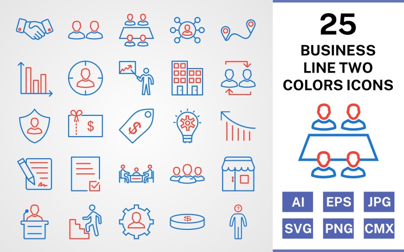 Download Набор иконок "25 Business Line Two Colors Icon Set" / 25 Business Line Two Colors Icon Set - Набор иконок на тему business set,file,icon,icons,line,vector,sign,symbol,pictogram,two,colors,business,office,shop,speech,decison making,route,handshake,management,working team
