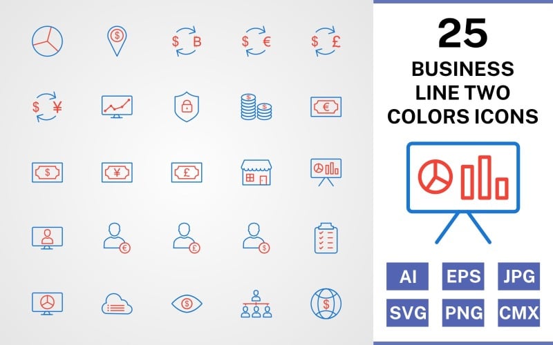 Sada ikon 25 obchodních linek dvě barvy