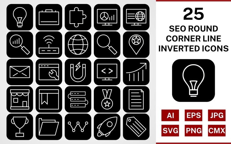 25 Seo圆角线倒图标集