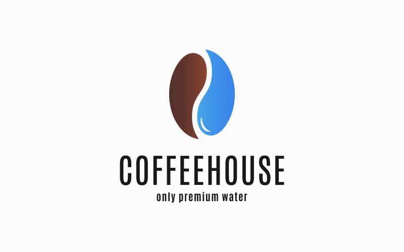 Download Шаблон логотипа "Coffee Bean. Coffee and Water. Logo Template" / Coffee Bean. Coffee and Water. Logo Template - Шаблон логотипа на тему графика coffee,bean,logo,water,white,shop,latte,aroma,caffeine,cappuccino,concept,drink,drop,eco,coffee shop,beans,beverage,grain,nature,organic