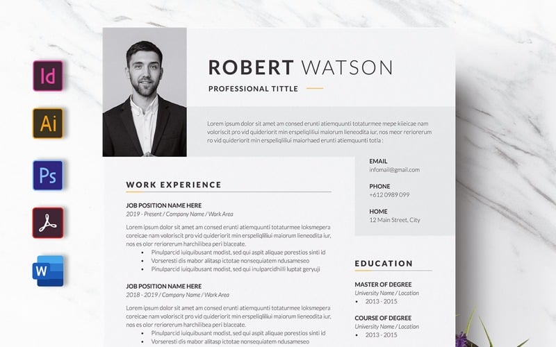 Download Резюме "Monochrome CV Resume Template" / Monochrome CV Resume Template - Резюме на тему графика resume,cv,modern cv,simple cv,clean cv,portfolio,curriculum vitae,microsoft word,easy cv,professional,professional cv,cover letter,indesign,photoshop,illustrator,experience,profile,job,job ex