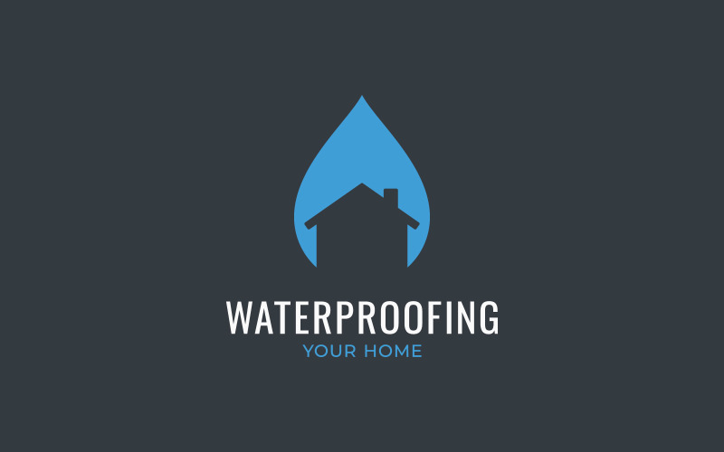 Wasserdichtes Haus. Abdichtung Home Concept. Logo-Vorlage