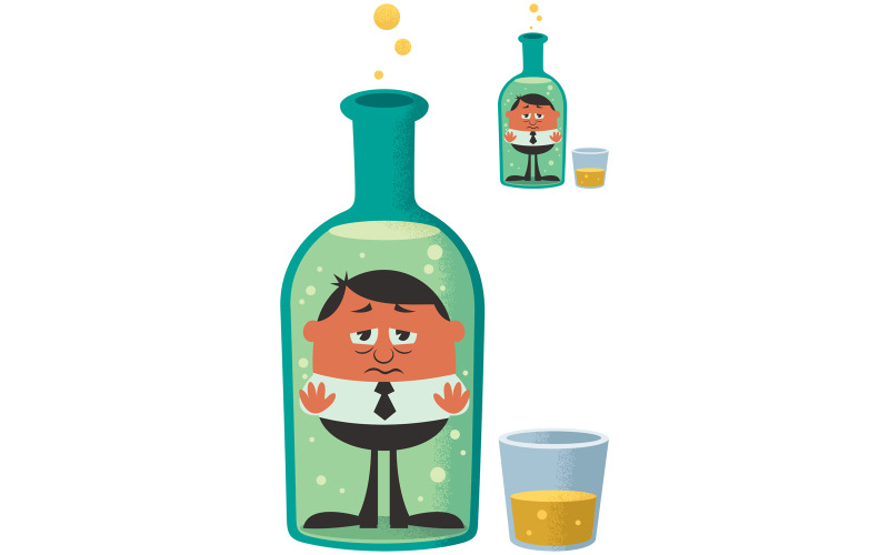 Download Иллюстрация "Alcoholism - Illustration" / Alcoholism - Illustration - Иллюстрация на тему графика alcohol,alcoholism,alcoholic,liquor,beverage,booze,drunkard,dipsomaniac,drink,drunk,drunkenness,abuse,addiction,addict,dependency,depression,sadness,concept