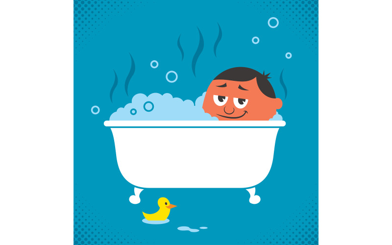 Download Иллюстрация "Bathtub Relaxation - Illustration" / Bathtub Relaxation - Illustration - Иллюстрация на тему графика bathtub,tub,bath,bathroom,bubble bath,relaxation,leisure,recreation,rest,man,character,person,businessman,lifestyle,good life,resting,relaxing,break,tired,body