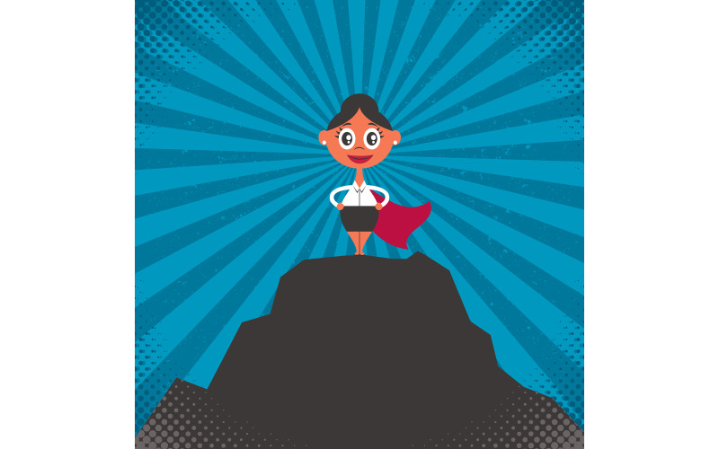 Download Иллюстрация "Businesswoman Success - Illustration" / Businesswoman Success - Illustration - Иллюстрация на тему графика woman,character,business,success,businesswoman,manager,person,hero,super,superhero,heroine,superheroine,winner,top,on top,on top of the world,winning