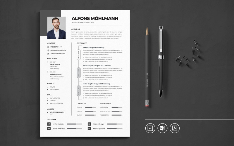 Download Резюме "CV  Vol.26 Resume Template" / CV  Vol.26 Resume Template - Резюме на тему графика resume,cv,minimalist,professional,modern,elegant,minimal,business,hiring,company,job,entrepreneur,illustrator,word,corporate