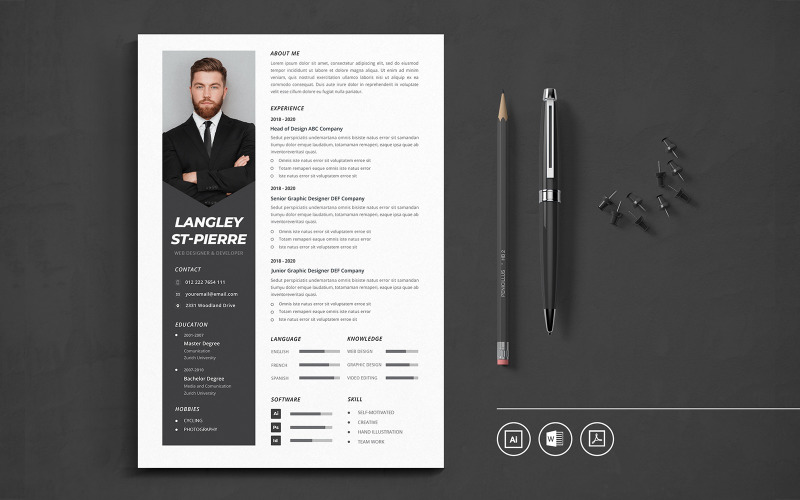 Download Резюме "CV Vol.27 Resume Template" / CV Vol.27 Resume Template - Резюме на тему графика resume,cv,minimalist,professional,modern,elegant,minimal,business,hiring,company,job,entrepreneur,illustrator,word,corporate