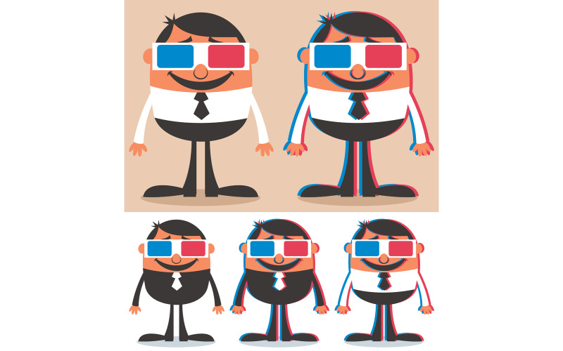 Download Иллюстрация "3D - Illustration" / 3D - Illustration - Иллюстрация на тему графика 3d,glasses,3d glasses,camera,vision,video,cinema,movie,tv,television,set,watching,man,character,person,businessman,concept,cartoon,vector