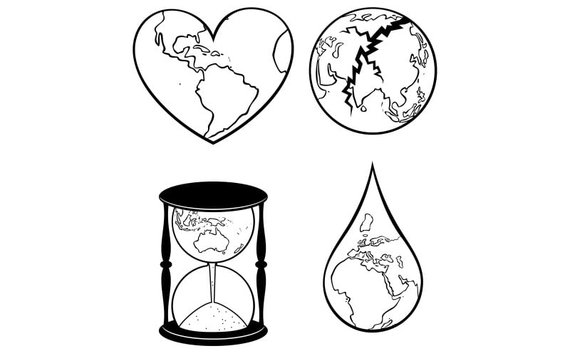 Download Иллюстрация "Ecology Concepts 2 Line Art - Illustration" / Ecology Concepts 2 Line Art - Illustration - Иллюстрация на тему графика earth,planet,globe,global,eco,ecology,environment,environmental,concept,earth day,nature,natural,preservation,protection,care,love,destruction,pollution