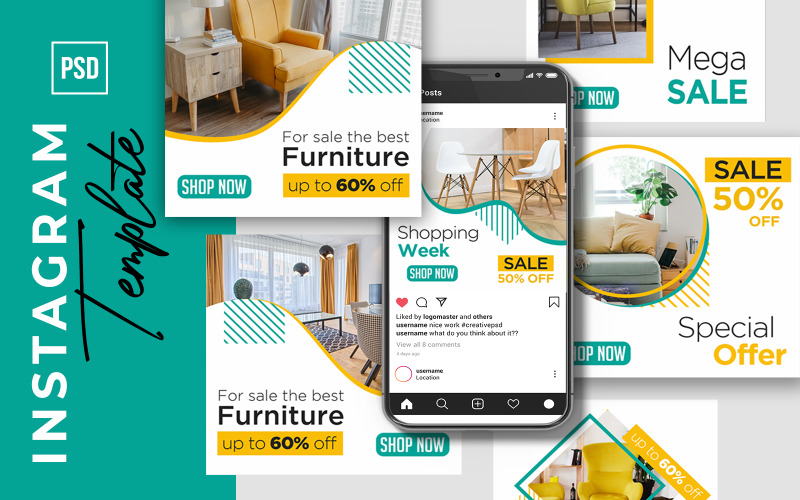 Instagram的最佳家具销售社交媒体模板