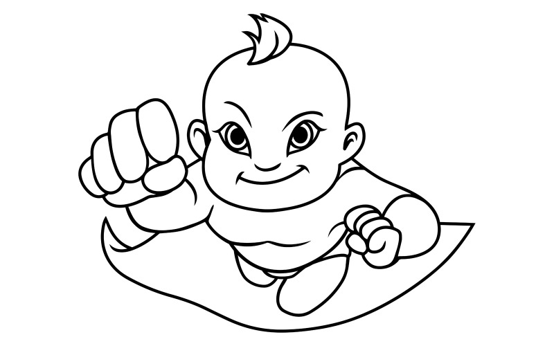 Download Иллюстрация "Super Baby Asian Line Art - Illustration" / Super Baby Asian Line Art - Illustration - Иллюстрация на тему графика hero,super,superhero,baby,boy,girl,asian,chinese,thai,japanese,malaysian,filipino,cape,power,powerful,energy,flying,health,healthy,immunity