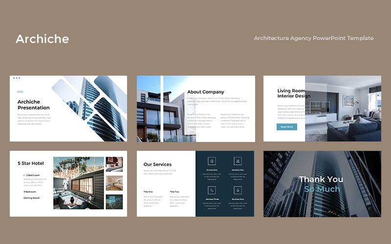 Archiche - Архітектурне агентство шаблон PowerPoint