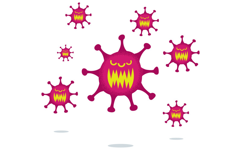 Download Иллюстрация "Cartoon Virus on White - Illustration" / Cartoon Virus on White - Illustration - Иллюстрация на тему графика epidemic,pandemic,corona virus,coronavirus,corona,virus,covid 19,covid19,flu,disease,quarantine,illness,microbiology,biological warfare,germ