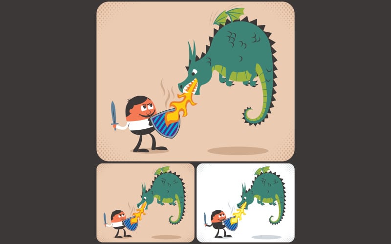 Download Иллюстрация "Challenge - Illustration" / Challenge - Illustration - Иллюстрация на тему графика facing,dragon,demon,challenge,obstacle,difficulty,fear,hardship,adversity,predicament,problem,overcoming,concept,metaphor,competition,bureaucracy,monopoly,company,corporate,crisis