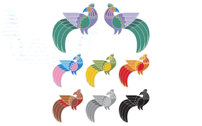 Download Иллюстрация "Decorative Birds - Illustration" / Decorative Birds - Illustration - Иллюстрация на тему графика bird,phoenix,arabian,pheasant,peacock,tropical bird,colorful,ornate,wing,style,symbol,logo,title,abstract,tail,exotic,traditional,folklore,fashion,decoration