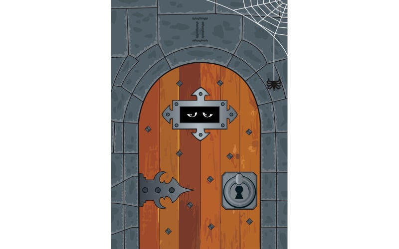 Download Иллюстрация "Dungeon - Illustration" / Dungeon - Illustration - Иллюстрация на тему графика dungeon,prison,jail,penitentiary,locked,chained,door,stone,eyes,prisoner,convict,jailbird,crime,criminal,punishment,captive,prisoner of war,lock,latch,keyhole