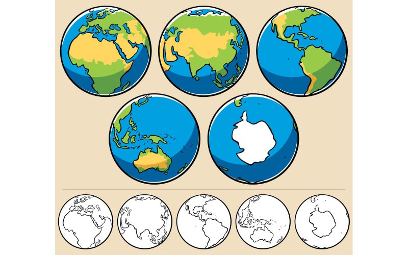 Download Иллюстрация "Earth - Illustration" / Earth - Illustration - Иллюстрация на тему графика earth,planet,globe,sphere,world,map,sketch,continents,continent,america,north,south,east,west,europe,africa,middle east,asia,australia,antarctica