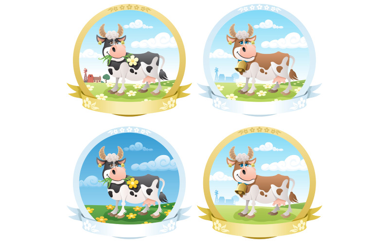 Этикетки молочных продуктов - иллюстрации