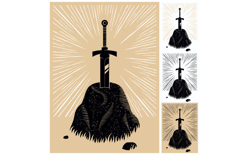 Download Иллюстрация "Excalibur - Illustration" / Excalibur - Illustration - Иллюстрация на тему графика excalibur,caliburn,sword,stone,rock,the sword in the stone,king,arthur,camelot,knight,england,english,great britain,myth,legend,legendary,mythical,fairy tale,tale,story