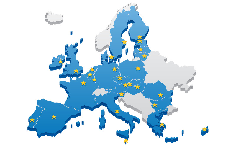 Mapa de la Unión Europea - Ilustración