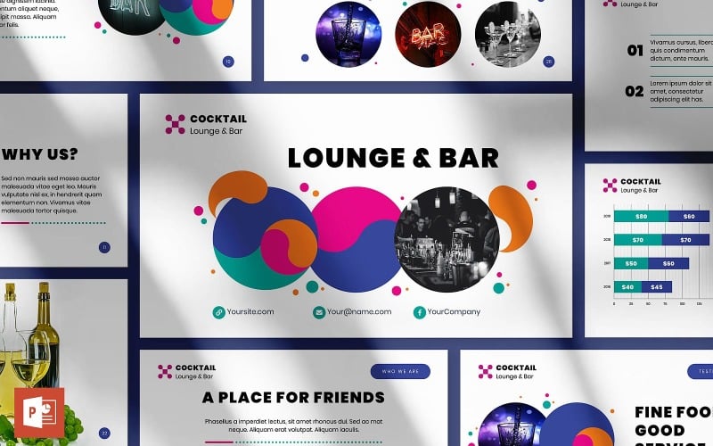 Modelo de apresentação de PowerPoint para lounge bar