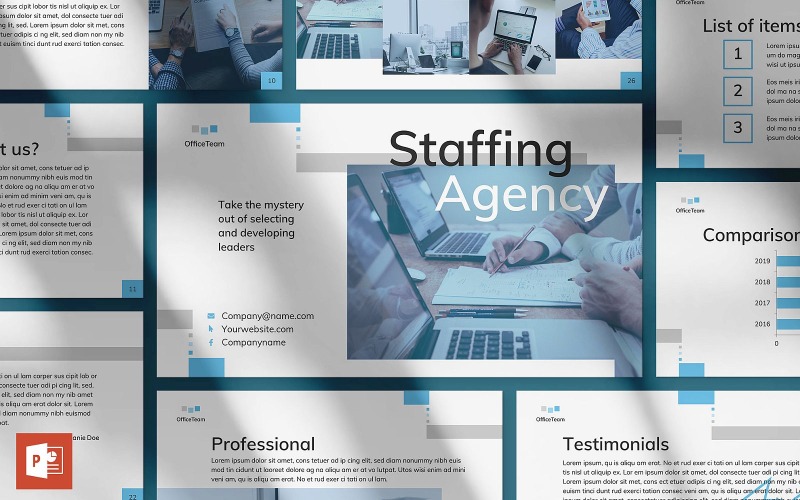 Modelo de PowerPoint para apresentação de agência de recrutamento