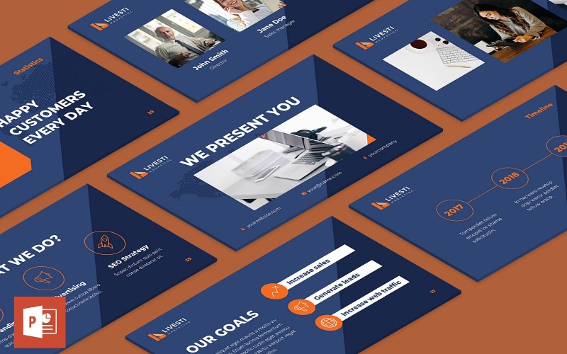 PowerPoint-sjabloon voor presentatie van marketingbureau