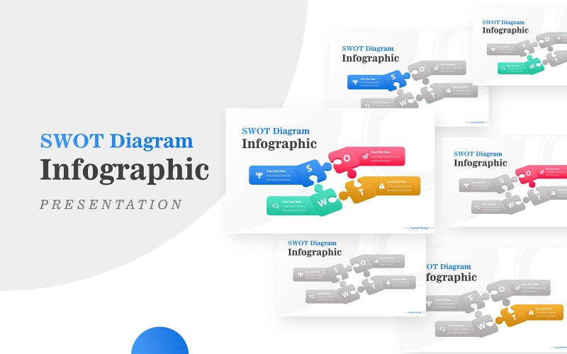 Проста головоломка SWOT-діаграма для бізнес-інфографіки шаблон PowerPoint