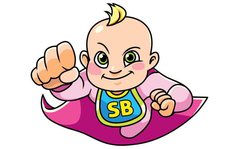Download Иллюстрация "SUPER-BABY-GIRL-FLYING.jpg - Illustration" / SUPER-BABY-GIRL-FLYING.jpg - Illustration - Иллюстрация на тему графика cape,hero,super,superhero,baby,girl,illustration,heroine,superheroine,power,powerful,energy,flying,health,healthy,immunity,bib,vector,cartoon,character