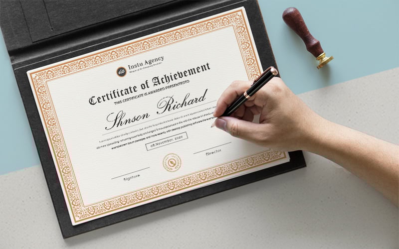 Download Шаблон сертификата "Elegant  Design Certificate Template" / Elegant  Design Certificate Template - Шаблон сертификата на тему графика diploma,design,layout,template,achievement,appreciation,award,elegant,paper,bank,print,fram,gift,university,college,certificate
