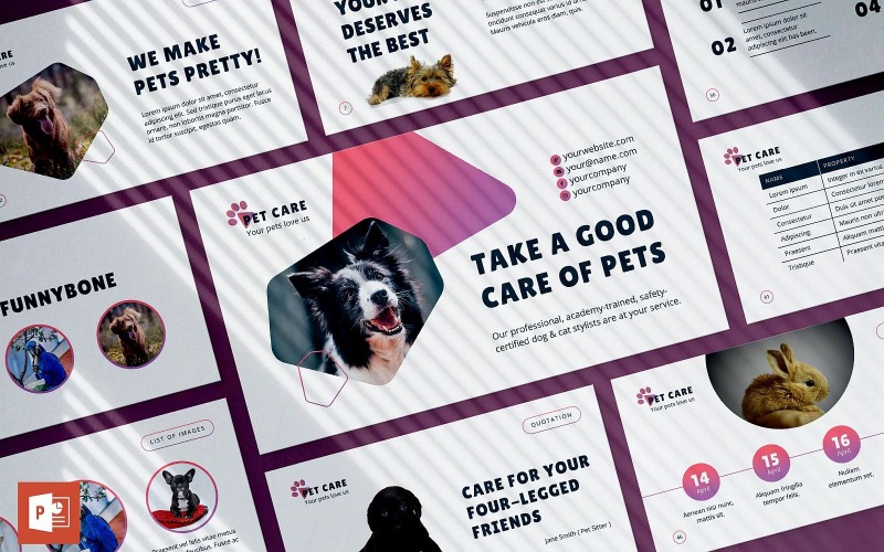 Modelo de PowerPoint para apresentação de cuidados com animais de estimação