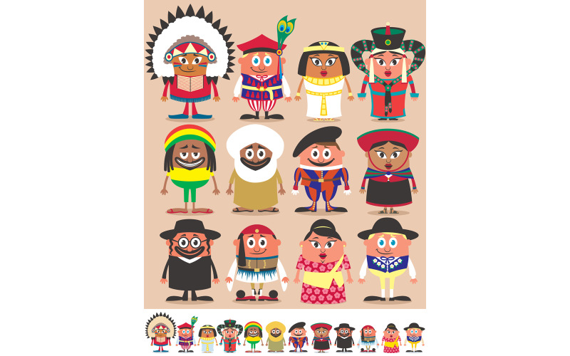 Download Иллюстрация "Nationalities Part 3 - Illustration" / Nationalities Part 3 - Illustration - Иллюстрация на тему графика nation,nationality,national,traditional,costume,dress,clothing,culture,ethnic,group,set,race,clothes,regional,people,character,men,vector,cartoon,world