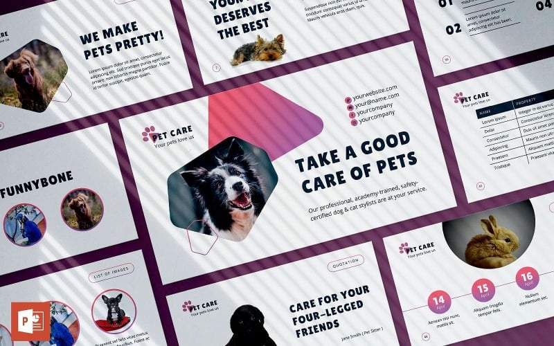 Plantilla de PowerPoint - presentación de cuidado de peluquería para mascotas