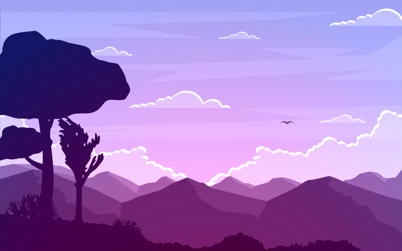 Bergwaldlandschaft - Illustration