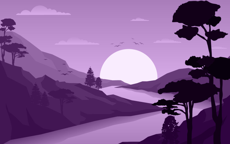 Bergwaldszene - Illustration