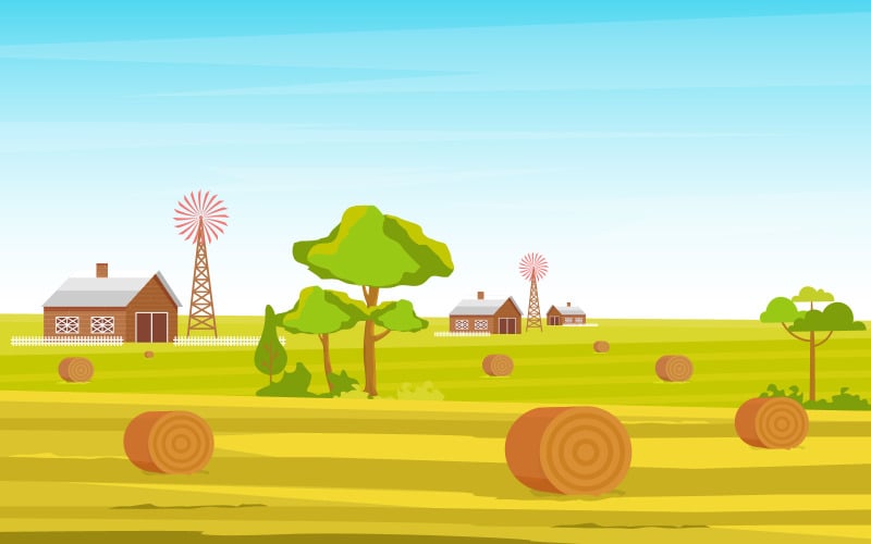 Campo de cultivo de trigo - Ilustración