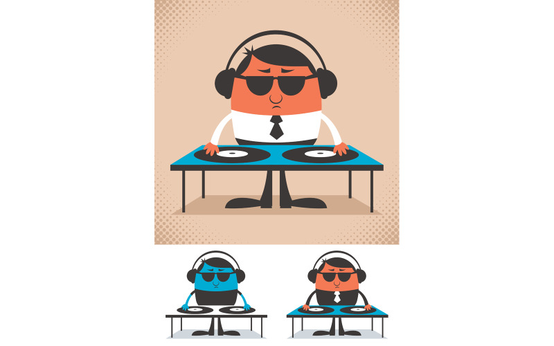 Download Иллюстрация "DJ - Illustration" / DJ - Illustration - Иллюстрация на тему графика dj,disc jockey,disc,jockey,deejay,music,musical,man,character,person,entertainer,business,businessman,headphones,earphones,gramophone,record,vinyl,turntable