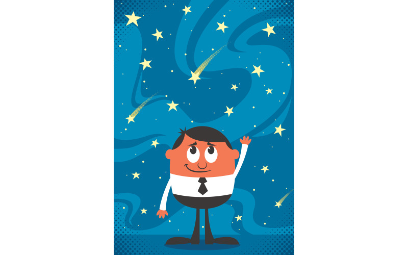 Download Иллюстрация "Dream Big - Illustration" / Dream Big - Illustration - Иллюстрация на тему графика reaching,dreaming,wishing,aiming,on,star,falling,shooting,meteoroid,sky,concept,man,character,manager,professional,people