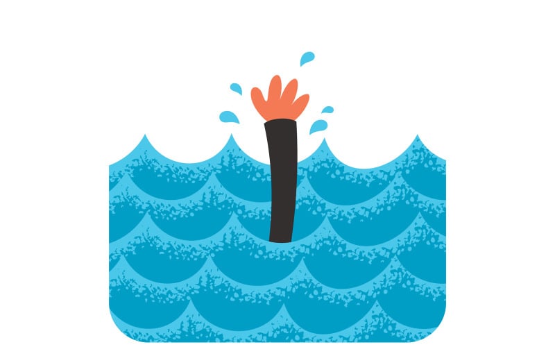Download Иллюстрация "Drowning 2 - Illustration" / Drowning 2 - Illustration - Иллюстрация на тему графика drowning,drown,sink,sinking,hand,arm,underwater,concept,idea,going down,illustration,cartoon,vector,man,character,person,people
