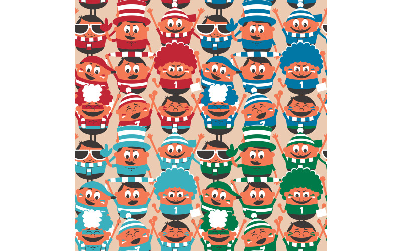 Download Иллюстрация "Fans Seamless Backgrounds - Illustration" / Fans Seamless Backgrounds - Illustration - Иллюстрация на тему графика fan,fans,sport,spectator,crowd,audience,public,people,group,character,men,sportsman,background,pattern,seamless,tile,tiled,texture,fabric,textile