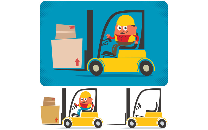 Download Иллюстрация "Forklift Driver - Illustration" / Forklift Driver - Illustration - Иллюстрация на тему графика forklift,truck,fork,worker,character,carrier,freight,cargo,lifting,machine,transportation