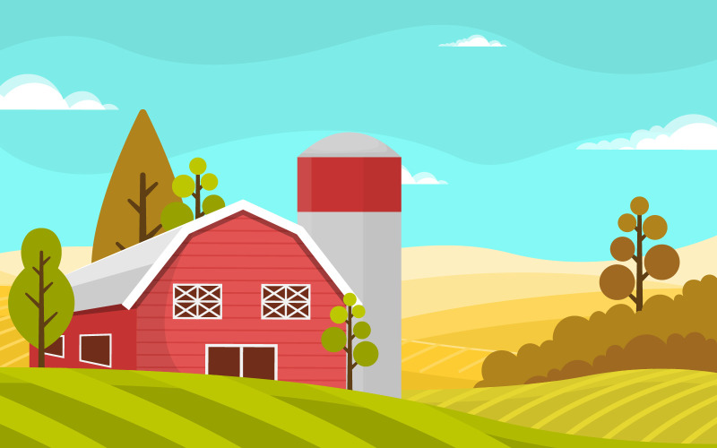 Landsbygdsscen - Illustration
