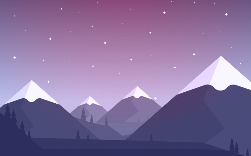Montagne du soir simple - Illustration